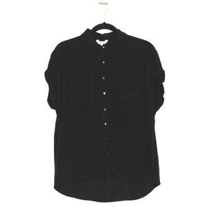 KOTON Black Short Sleeve Button Up Blouse Size Medium